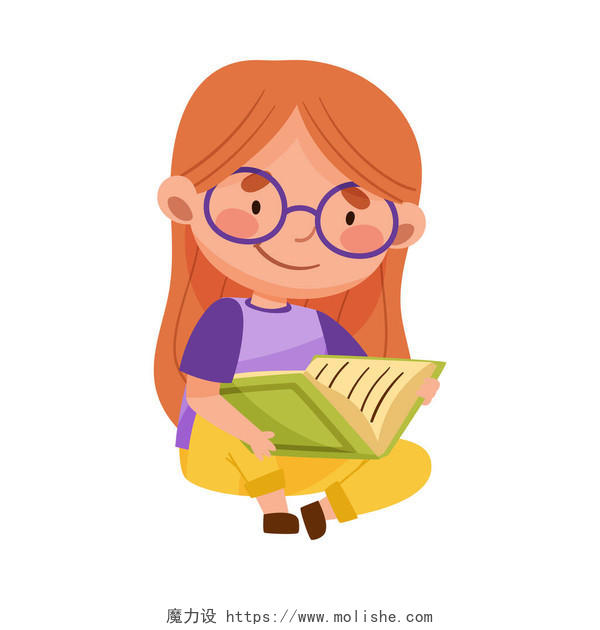 女孩阅读插画读书分相会阅读世界读书日
